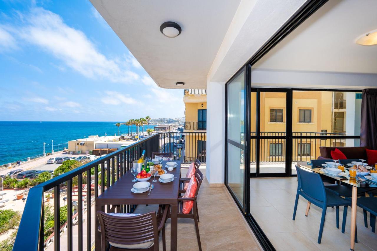 Islet Promenade Seafront Apartment With Large Corner Terrace By Getawaysmalta San Pawl il-Baħar Extérieur photo
